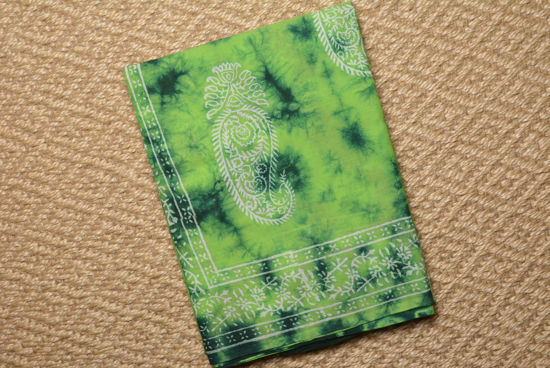 Picture of Green Shibori Block Printed Malmal Cotton Saree