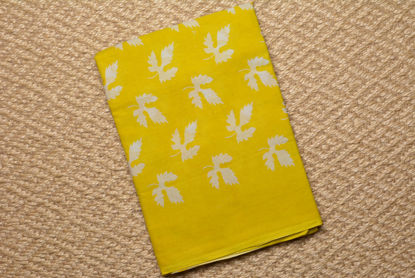 Picture of Yellow Block Printed Floral Malmal Cotton Saree