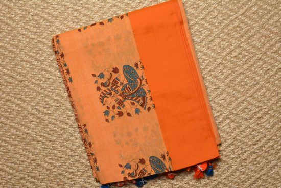 Picture of Orange Lavender Handloom Cotton Saree