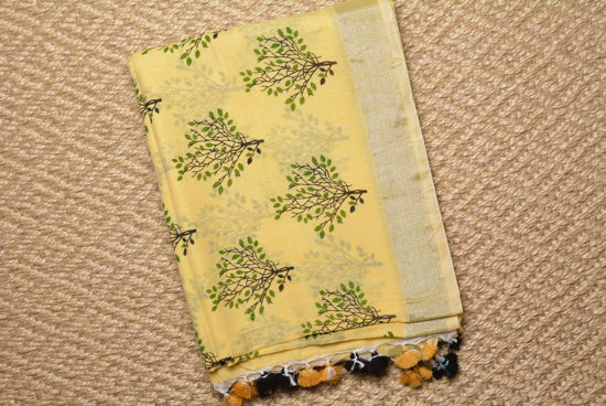 Picture of Yellow Handloom Soft Cotton Saree