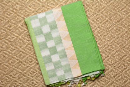 Picture of Green and Ivory White Soft Naksha Handloom Cotton Saree
