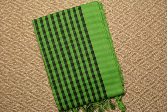 Picture of Green and Black Soft Handloom Cotton Saree