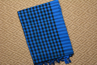 Picture of Blue and Black Soft Handloom Cotton Saree