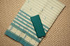 Picture of Cream and Peacock Green Stripes Bengal Cotton Saree