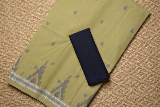 Picture of Pale Olive Green Bengal Cotton Saree