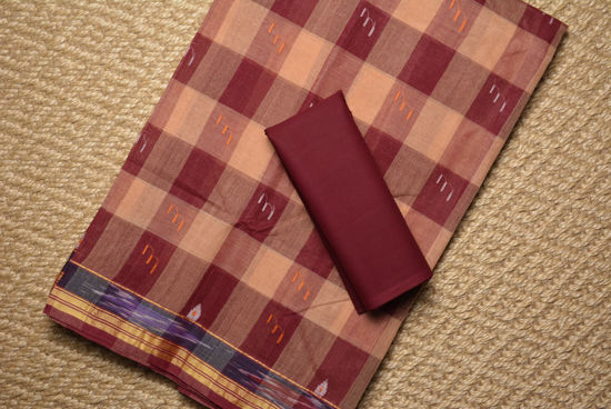 Picture of Maroon and Beige Bengal Cotton Saree