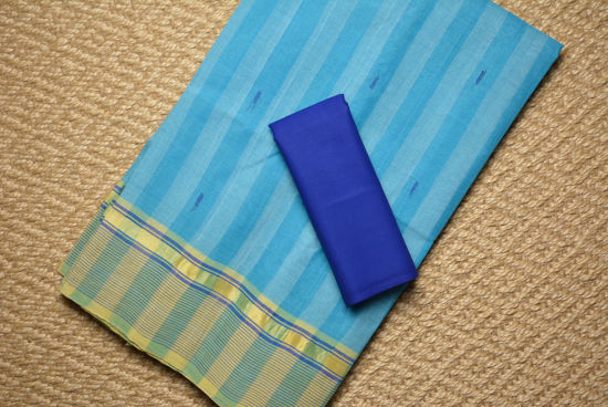 Picture of Blue Stripes Bengal Cotton Saree