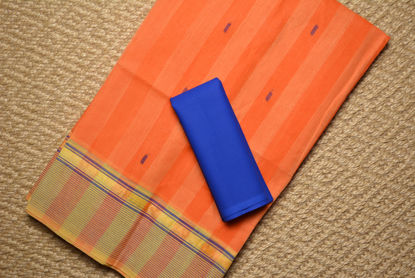 Picture of Orange Stripes Bengal Cotton Saree