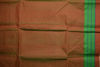 Picture of Brick Red and Green Plain Bengal Cotton Saree