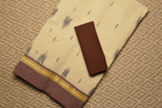 Picture of Cream and Brown Bengal Cotton Saree