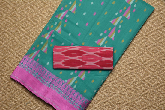 Picture of Sea Green and Pink  Bengal Cotton Saree