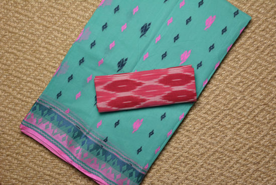 Picture of Sea Blue and PInk Bengal Cotton Saree