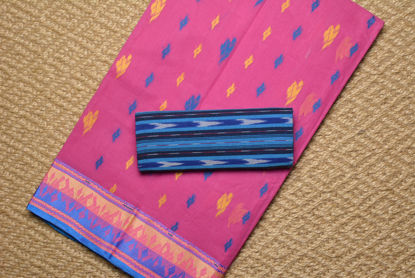 Picture of Pink and Blue Bengal Cotton Saree