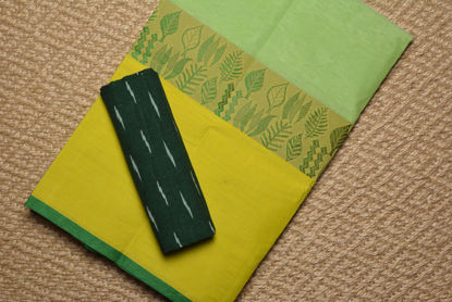 Picture of Mint ,  Yellow and Green Big Border Bengal Cotton Saree