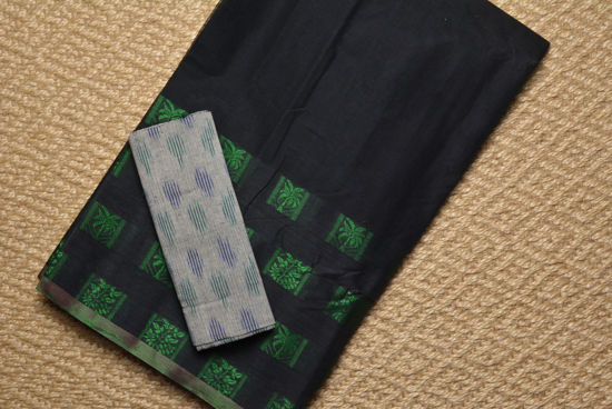 Picture of Black and Green Big Border Bengal Cotton Saree
