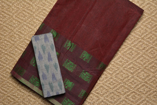 Picture of Maroon and Green Big Border Bengal Cotton Saree