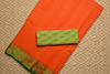 Picture of Orange and Green Plain Bengal Cotton Saree