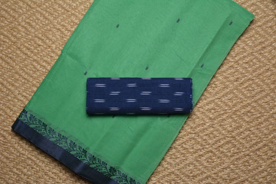 Picture of Sea Green and Navy Blue Bengal Cotton Saree