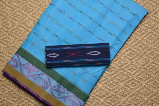 Picture of Blue and Purple Bengal Cotton Saree