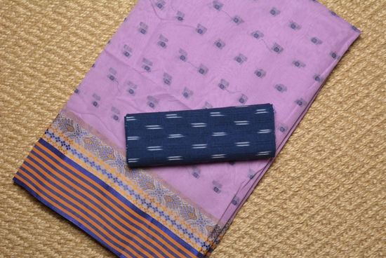 Picture of Lavender and Blue Bengal Cotton Saree