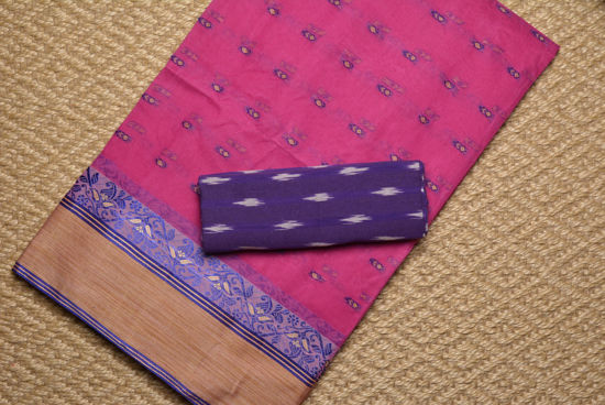 Picture of Pink and Violet Bengal Cotton Saree