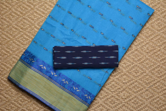 Picture of Blue and Royal Blue Bengal Cotton Saree