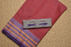Picture of Red and Violet Stripes Bengal Cotton Saree with Violet border
