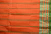 Picture of Orange and Green Stripes Bengal Cotton Saree with Green border