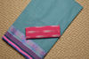 Picture of Sea Blue and Pink Stripes Bengal Cotton Saree with Pink border