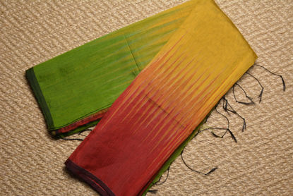 Picture of Red, Yellow and Green Handloom Silk Saree
