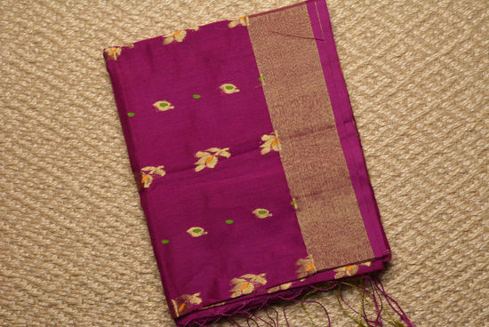 Picture of Magenta and Gold Handloom Silk Saree