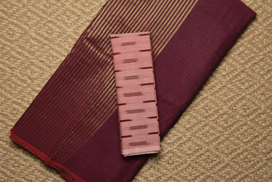 Picture of Maroon and Gold Half and Half Cotton Saree