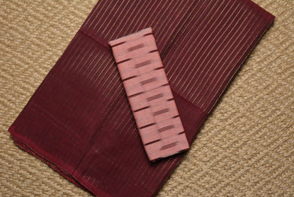 Picture of Maroon and Gold Stripes Cotton Saree