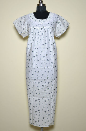 Picture of White and Grey Floral Jaipur Cotton Nighty