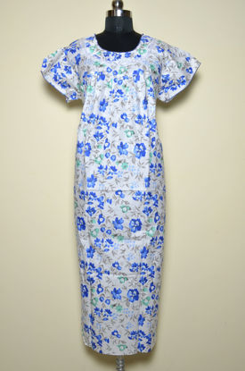Picture of White and Blue Floral Jaipur Cotton Nighty