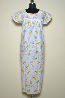 Picture of White and Orange Floral Jaipur Cotton Nighty