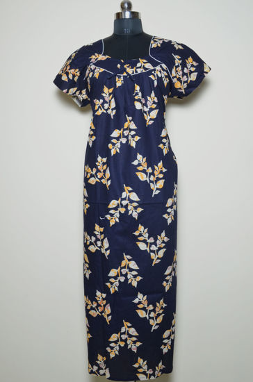Picture of Navy Blue Floral Print Cotton Nighty
