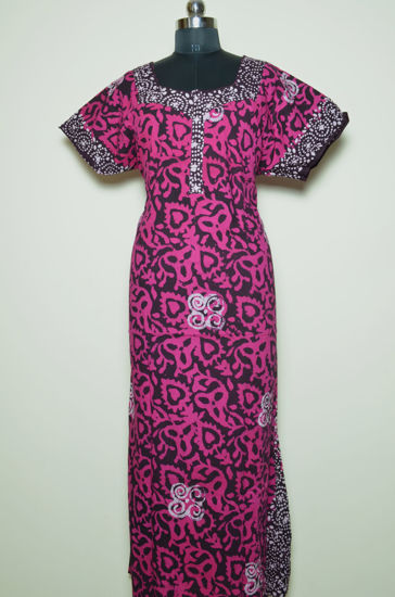 Picture of Pink and Brow Batik Print Cotton Nighty