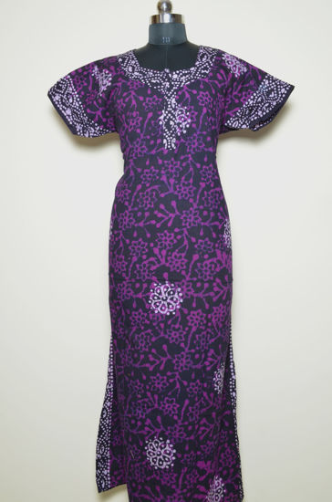 Picture of Purple and Black Batik Print Cotton Nighty