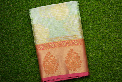 Picture of Green and Pink Banarasi Kota Tissue Silk Saree