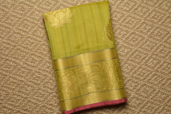 Picture of Green and Gold Banarasi Tussar Silk Handloom Saree