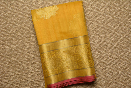Picture of Yellow and Gold Banarasi Tussar Silk Handloom Saree