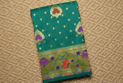 Picture of Peacock Green and Gold Katan Paithani Banarasi Silk Saree