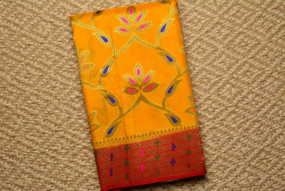 Picture of Yellow and Red Soft Silk Banarasi Saree
