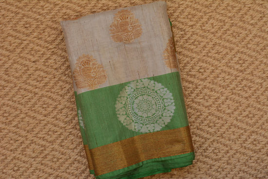 Picture of Silver and Green Organza Tissue Banarasi Silk Saree