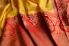 Picture of Yellow and Red Antique Zari Broad Border Pure Katan Silk Banarasi Saree