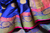 Picture of Royal Blue and Pink Antique Zari Broad Border Pure Katan Silk Banarasi Saree