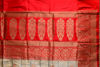 Picture of Ivory White and Red Checks Antique Zari Broad Border Pure Katan Silk Banarasi Saree