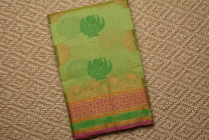 Picture of Green and Pink Banarasi Muslin Cotton Saree