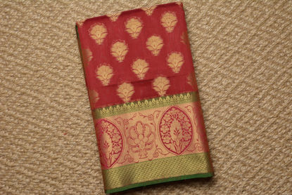 Picture of Red and Gold Banarasi Muslin Cotton Saree